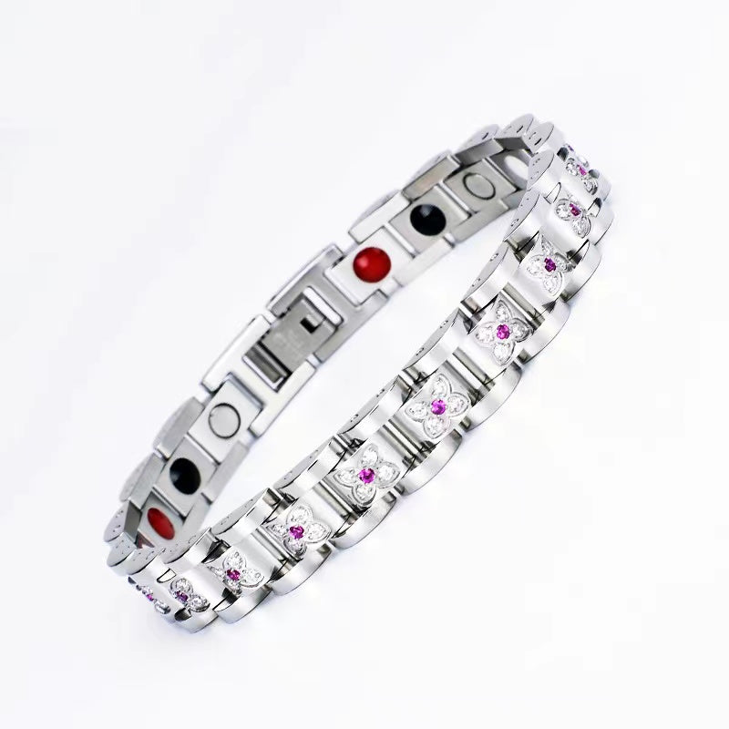 
                  
                    Stainless Steel Magnetic/Energy Bracelet with Crystals. 3 Colors available. Model YYG233
                  
                