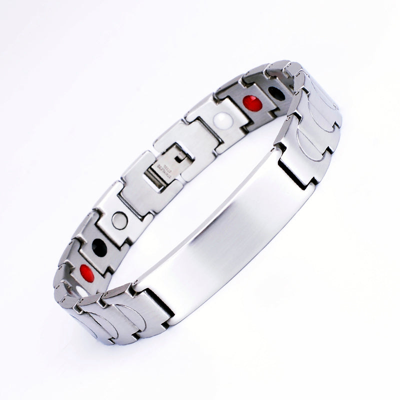 Stainless Steel Energy Bracelet 4-in-1. Silver color. Model SY050