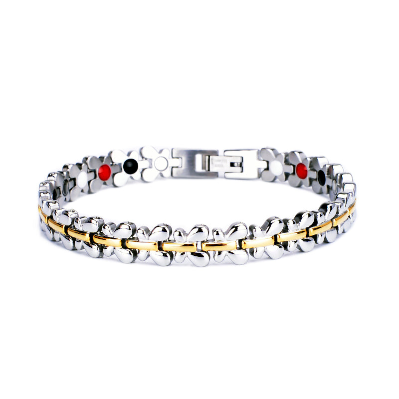 
                  
                    Stainless steel magnetic power bracelet with magnets and negative ions
                  
                