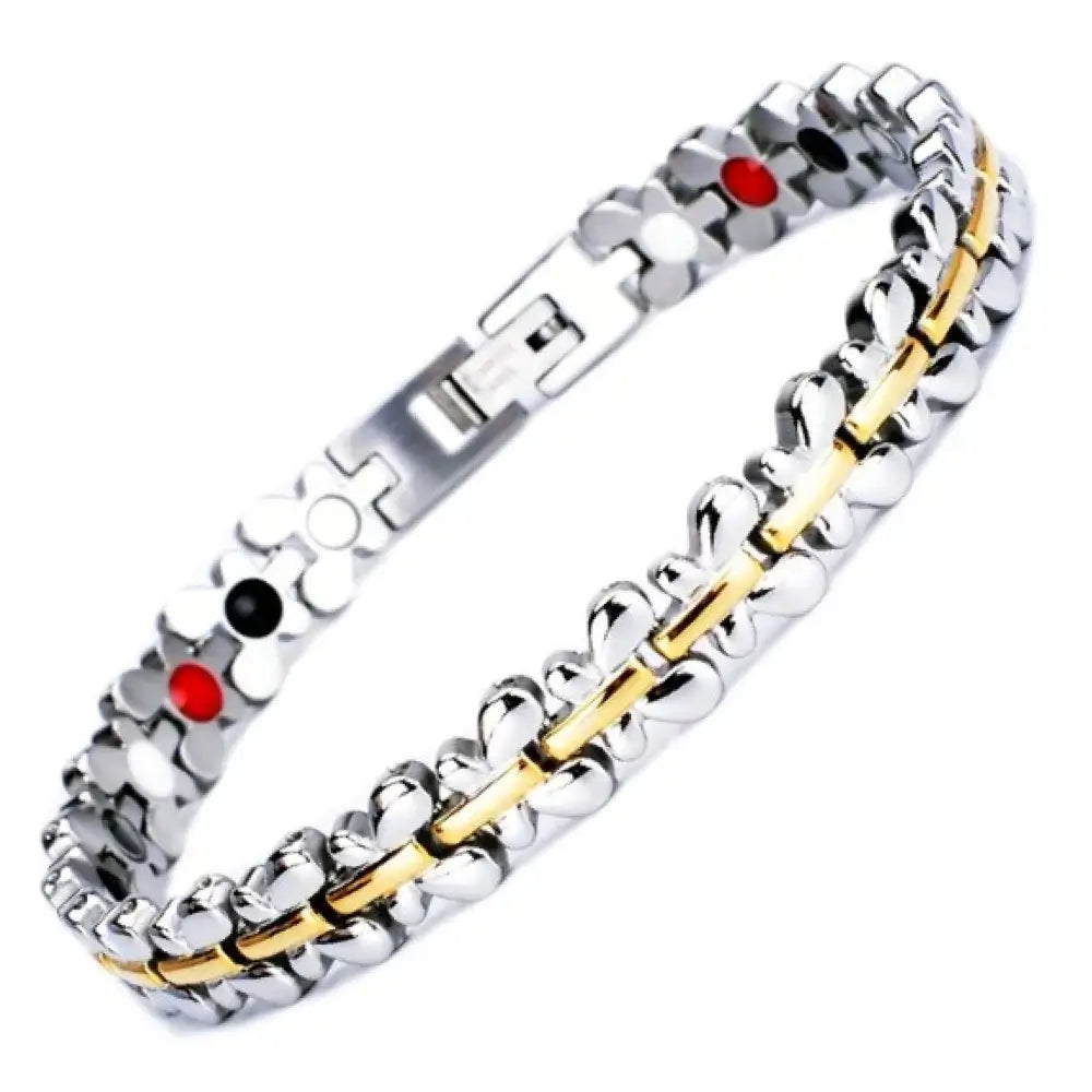Stainless Steel Energy Bracelet 4-in-1. Silver/Gold color. Model SY087J