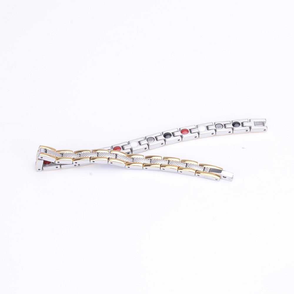 
                  
                    Stainless Steel Energy Bracelet 4-in-1. 2 Colors available. Model B029
                  
                