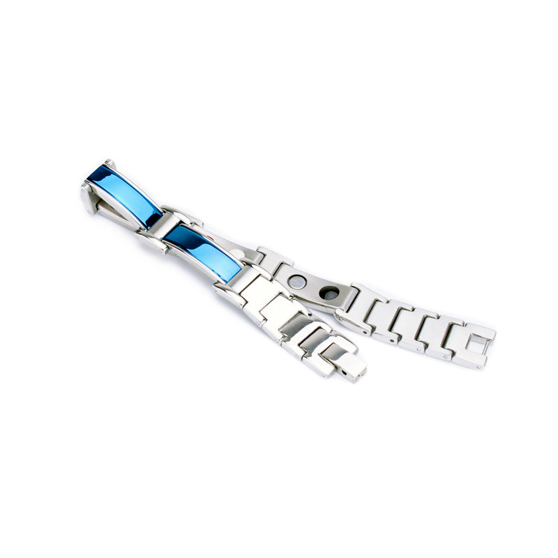 
                  
                    Stainless Steel Energy Bracelet 4-in-1. Silver/Blue Color. Model SY368N
                  
                