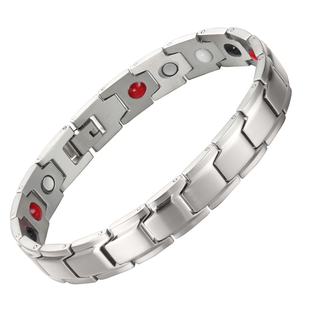 
                  
                    Stainless Steel Magnetic/Energy Bracelet 4-in-1 in 4 Color Options, Model B001M
                  
                