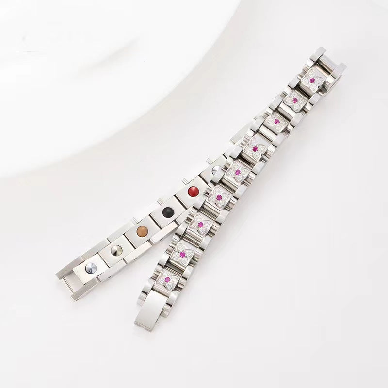 
                  
                    Stainless Steel Magnetic/Energy Bracelet with Crystals. 3 Colors available. Model YYG233
                  
                