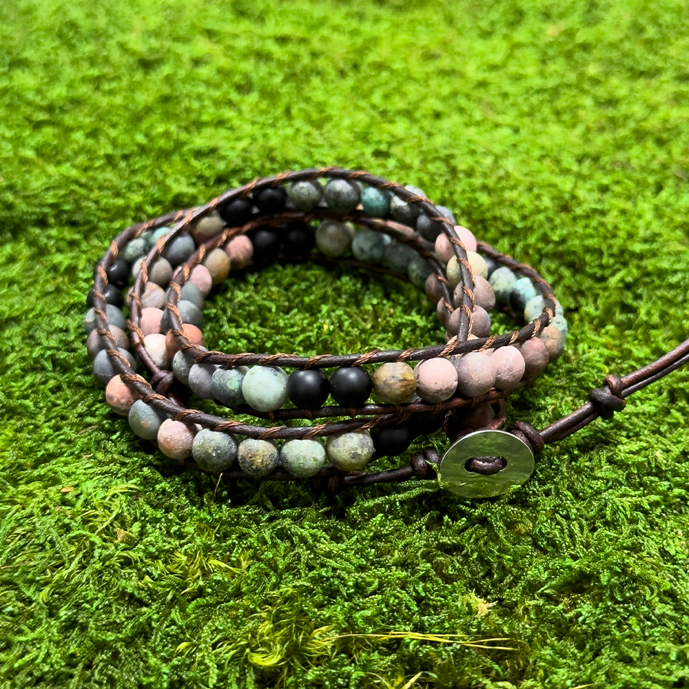 
                  
                    Matte African Turquoise + Picasso Jasper Bracelet
                  
                