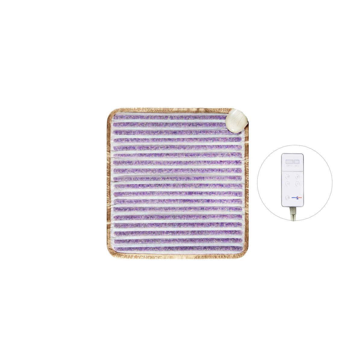 American Choice 1818 amethyst mat in purple striped fabric, shown with its controller
