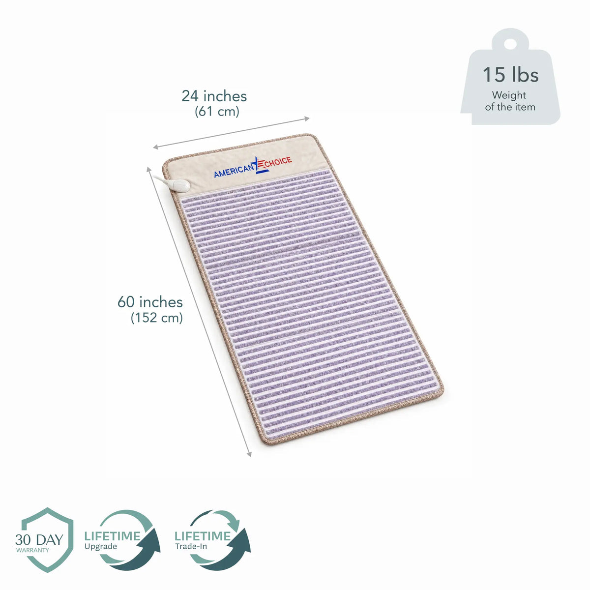 Amethyst Far Infrared Heating Pad  60" x 24" for Back & Shoulders
