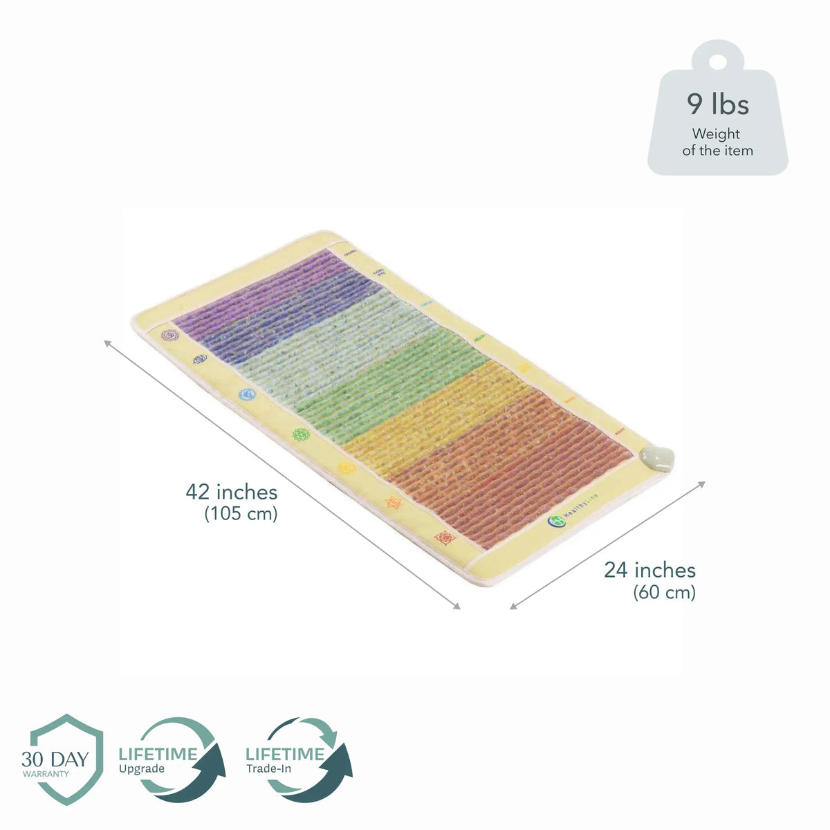 Rainbow Chakra Mat Small 42x24 in. (105x60 cm), 9 lbs. 30-Day Warranty, Lifetime Upgrade, Lifetime Trade-In

