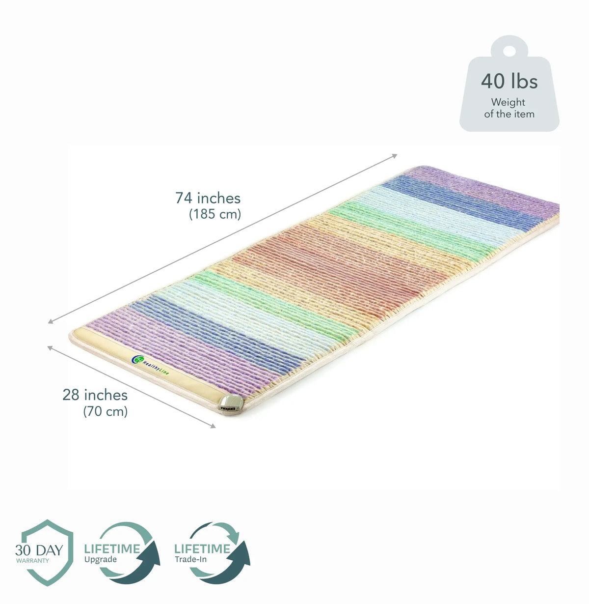 Rainbow Chakra 74x28 in. (185x70 cm), 40 lbs. 30-Day Warranty, Lifetime Upgrade, Lifetime Trade-In

