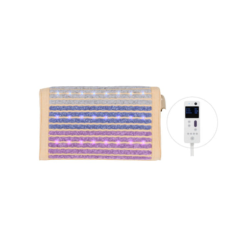 Rainbow Chakra Pillow with 7 chakra gemstone sections and LED controller