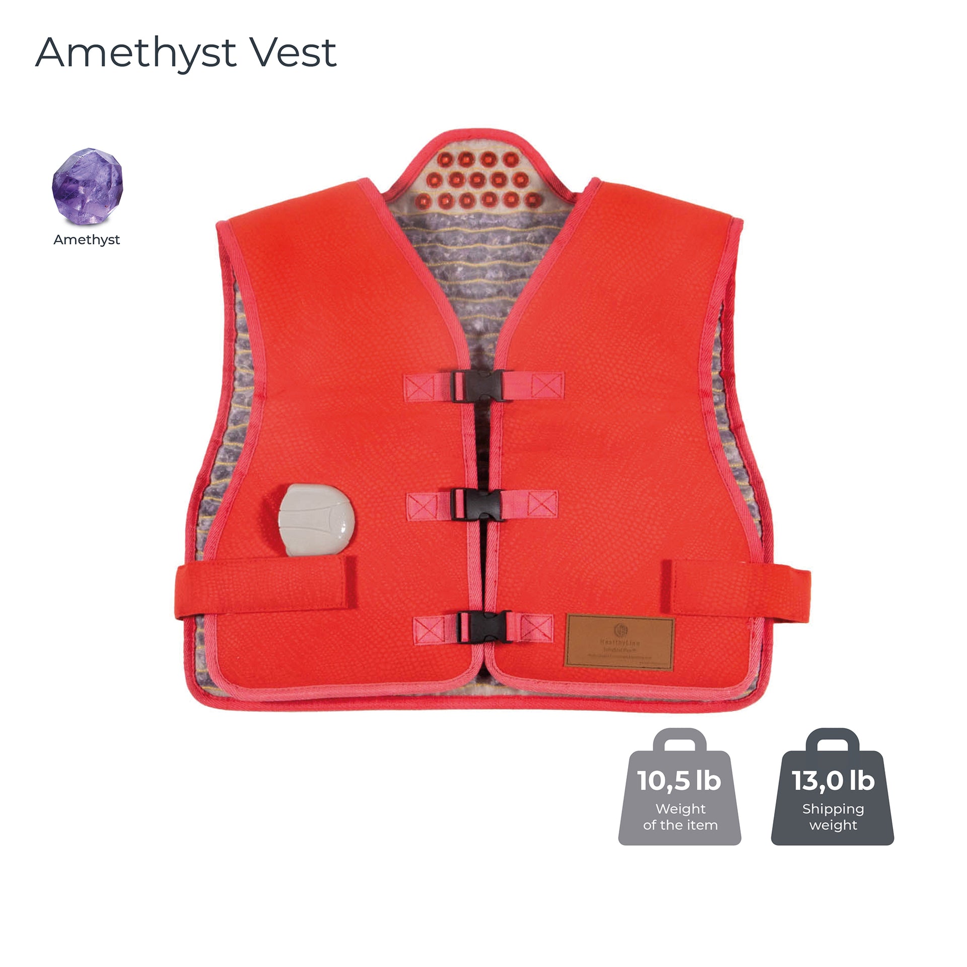 
                  
                    Amethyst Vest designed to deliver comforting heat for natural healing benefits
                  
                