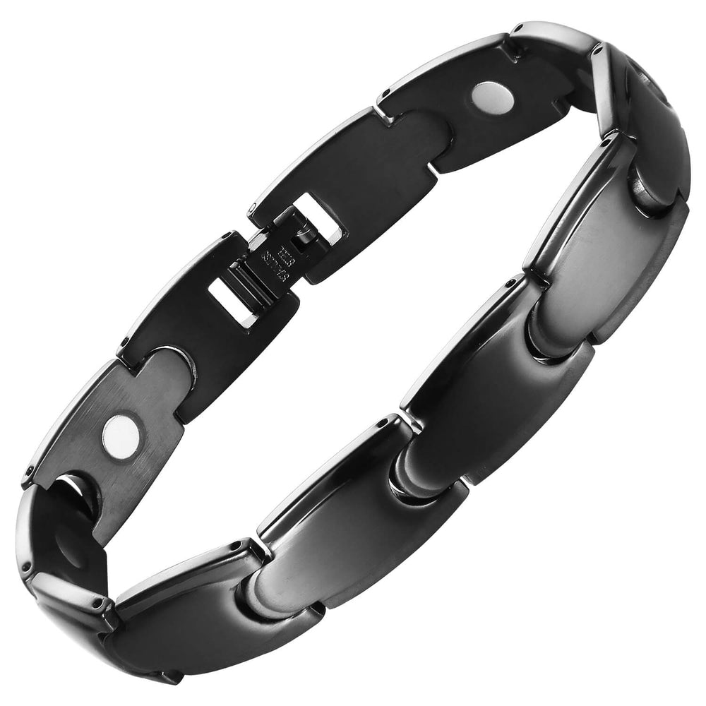 Stainless Steel Magnetic Bracelet. Black Color. Model B042MB