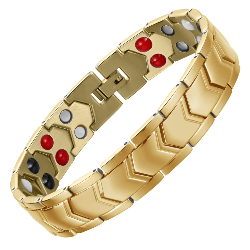 Stainless Steel Magnetic Bracelet. Gold Color. Model B176