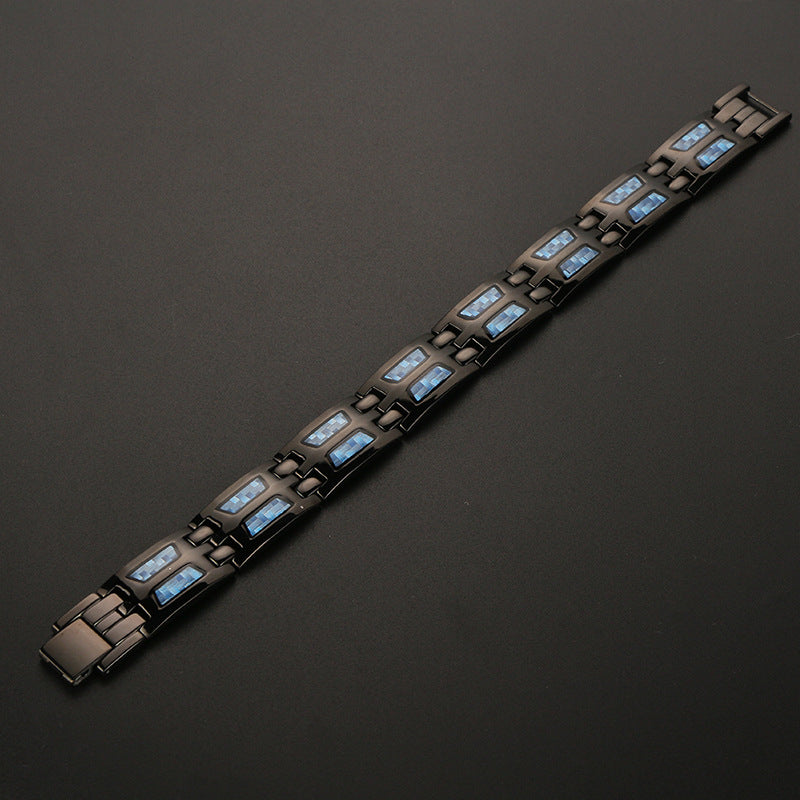 
                  
                    Stainless Steel Energy Bracelet 4-in-1. Black/Blue Color. Model B617BL
                  
                