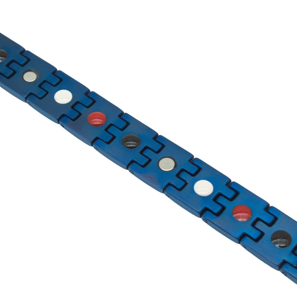 
                  
                    Stainless steel energy bracelet with magnetic properties and stylish blue color
                  
                