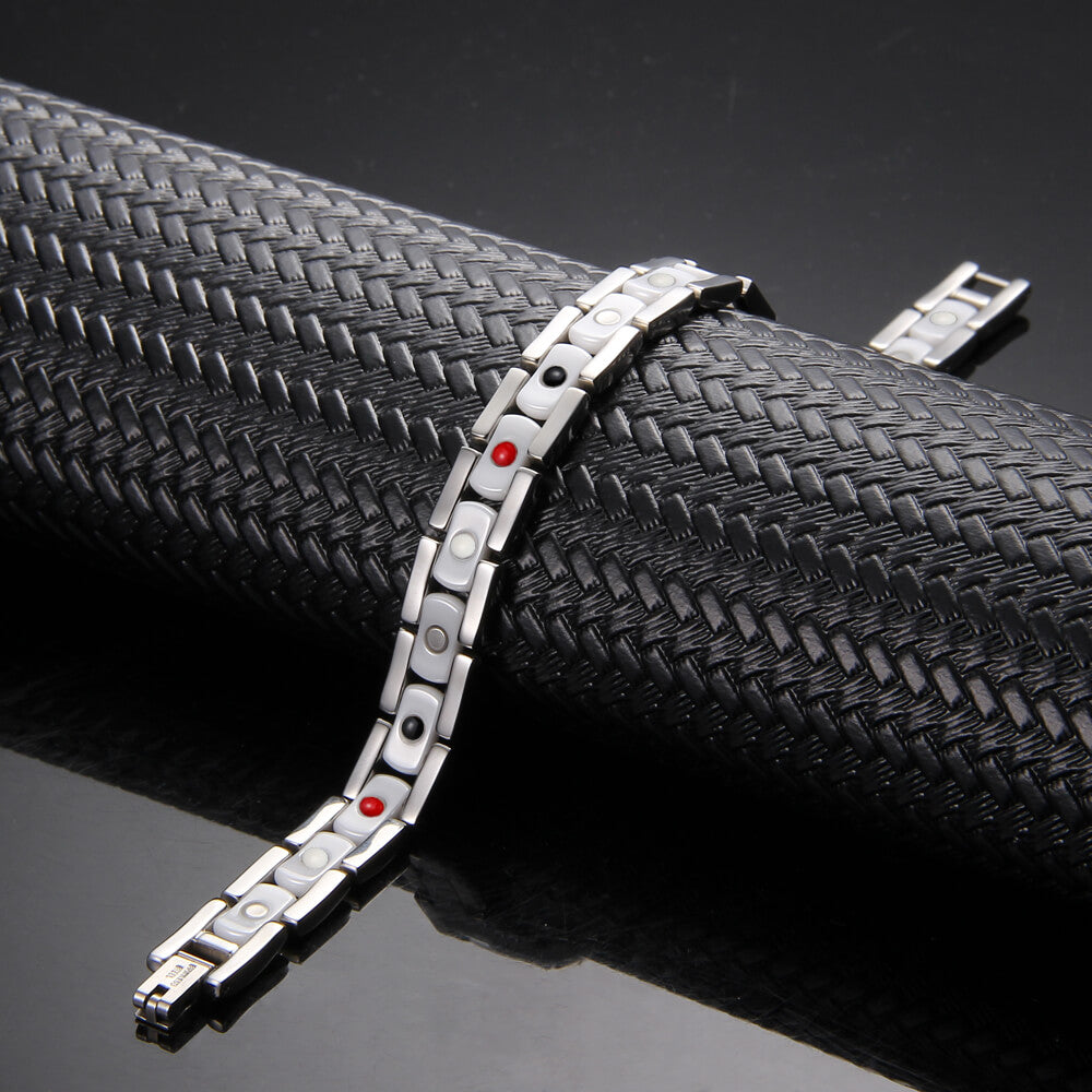 
                  
                    Ceramic and Stainless Steel Energy Bracelet 4-in-1. White & Silver Color. Model CEB042
                  
                