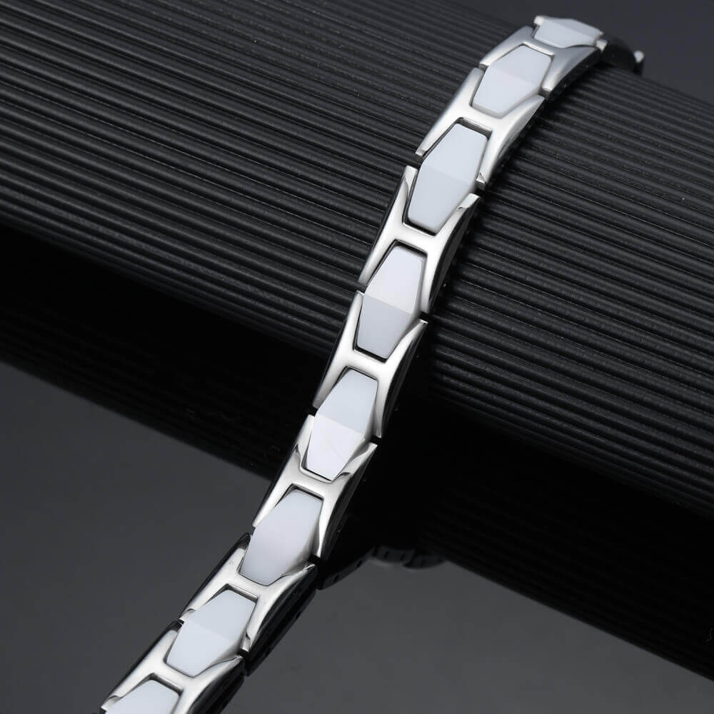 
                  
                    Ceramic and Stainless Steel Magnetic Bracelet. 2 Colors available. Model CEB044
                  
                