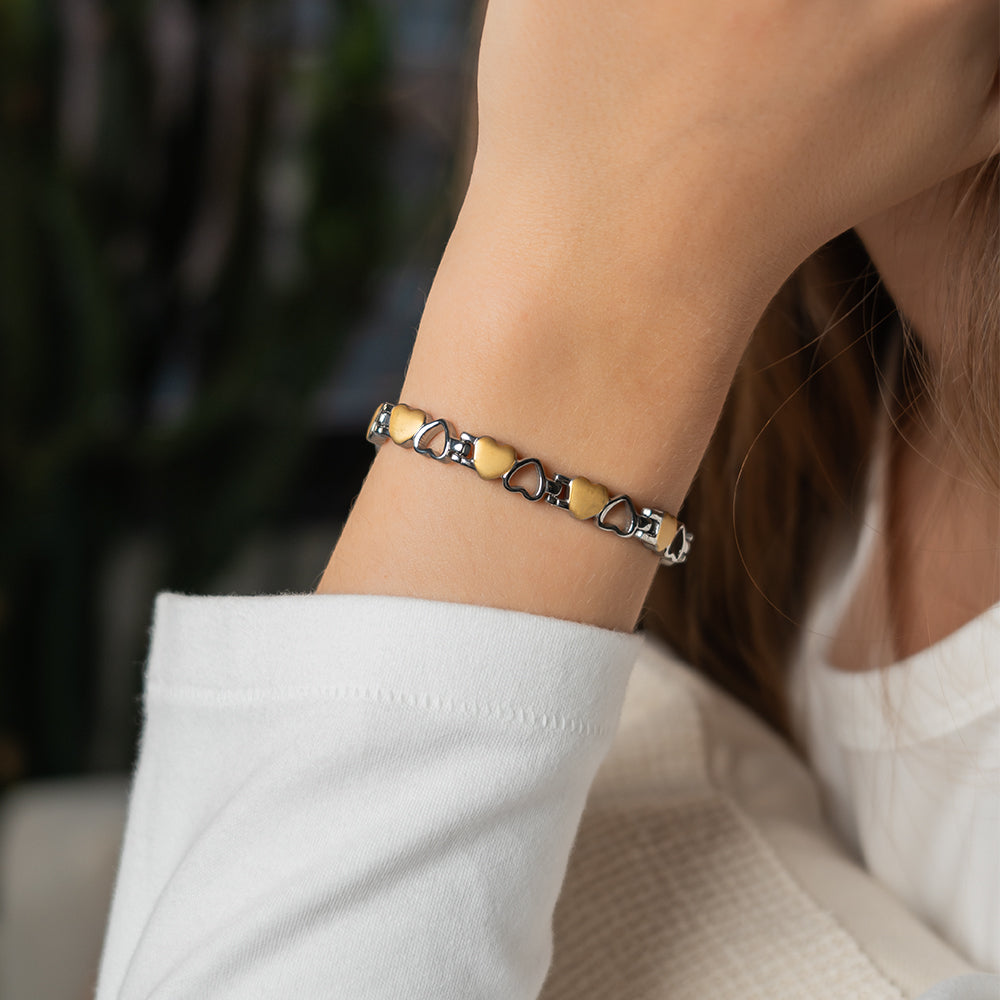 
                  
                    Stainless Steel Energy Bracelet 4-in-1. 9 Colors available. Model B041-Hearts
                  
                