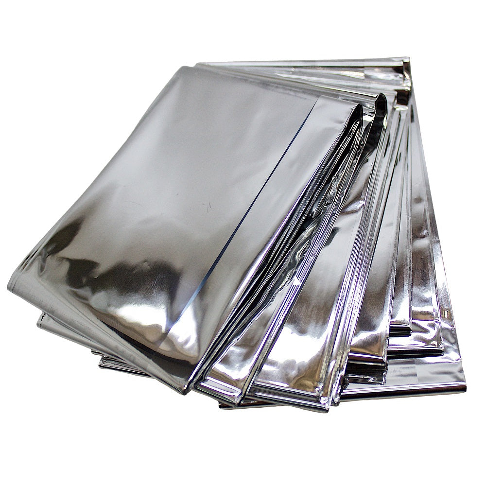 
                  
                    Heat Reflective Survival Mylar Thermal Space Blanket Body Wrap 84x84 Silver (11)
                  
                