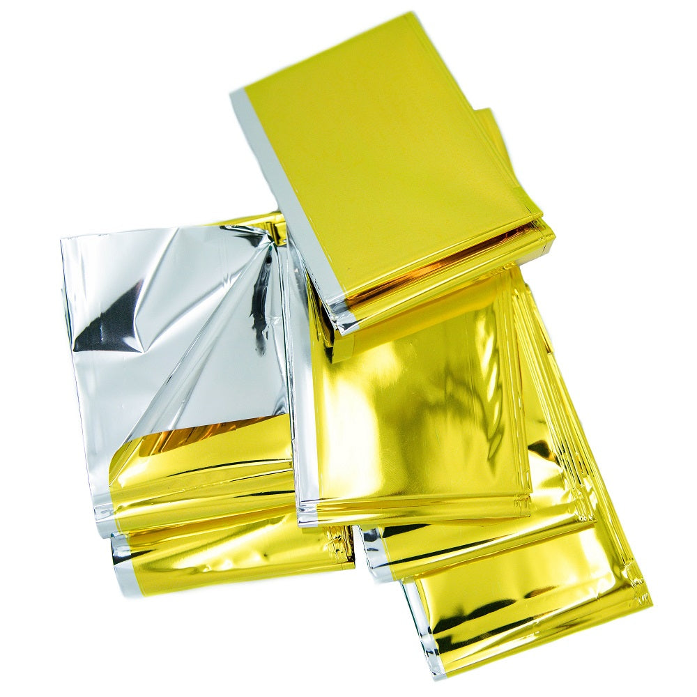 
                  
                    Heat Reflective Survival Mylar Thermal Space Blanket Body Wrap 84x84 Silver Gold (2)
                  
                