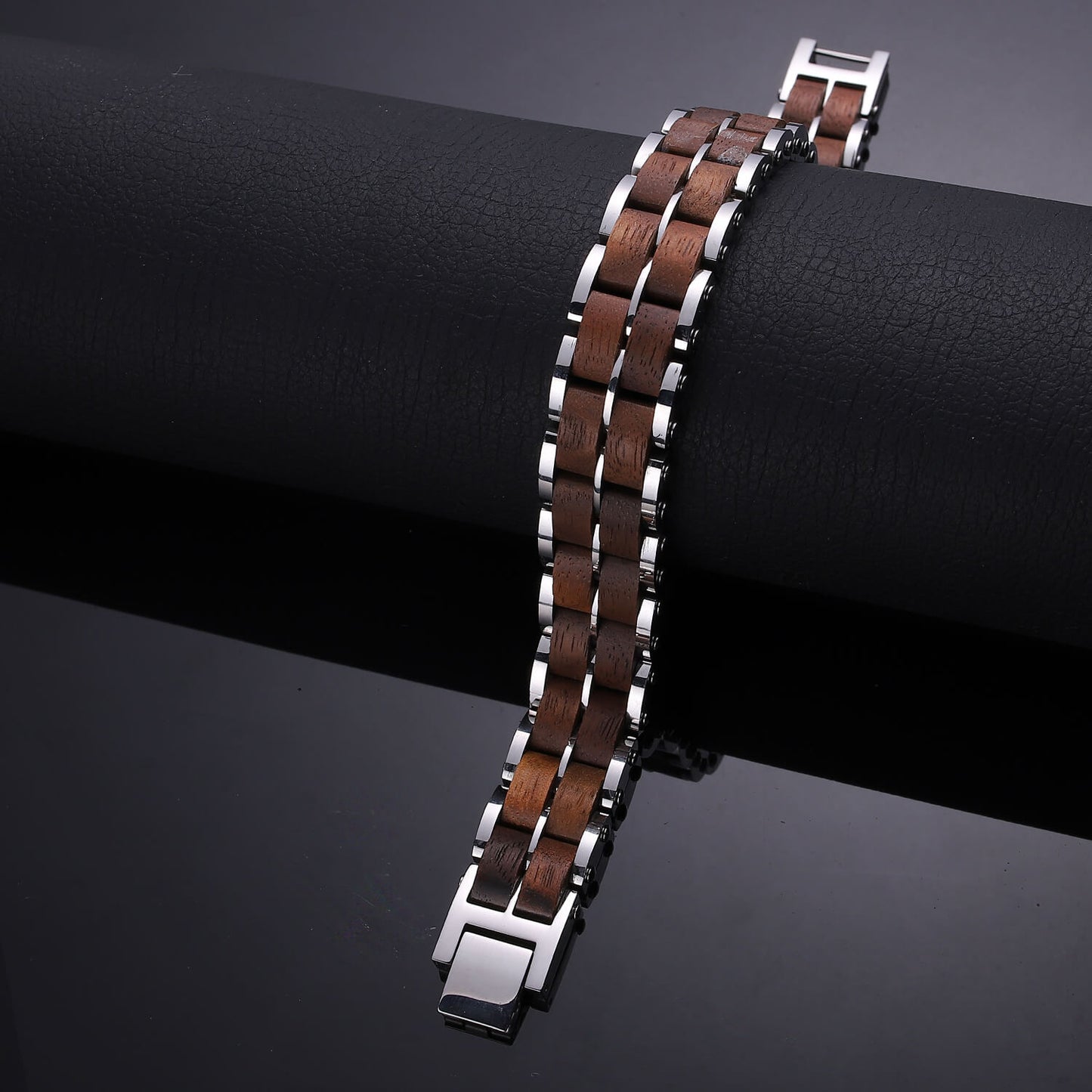 
                  
                    Wood and Stainless Steel Magnetic Bracelet. 3 Colors available. Model WB011
                  
                