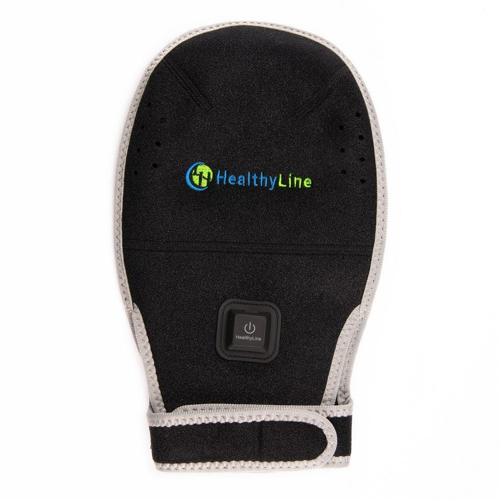 Portable Heated Gemstone Pad Hand Model  by HealthyLine on a white background 
