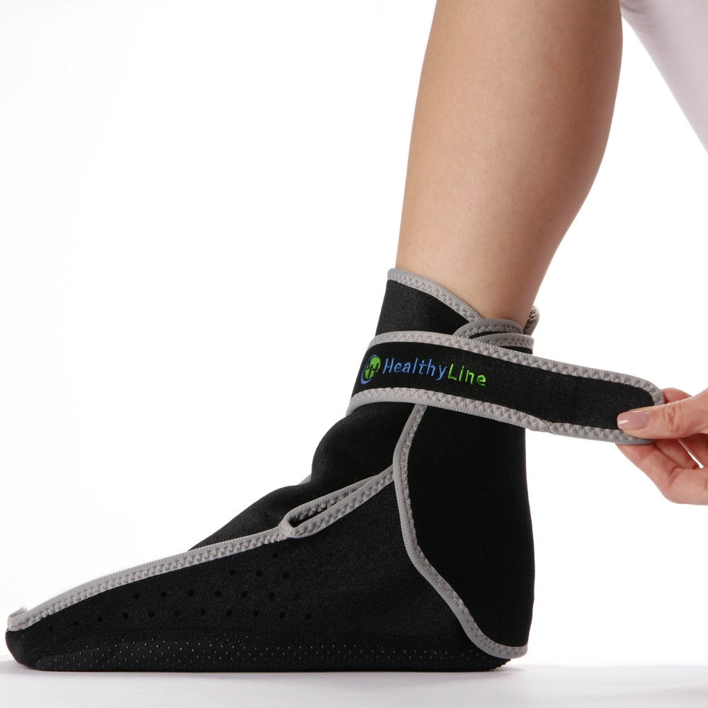 Portable Heated Gemstone Pad Foot Model  by HealthyLine in use
