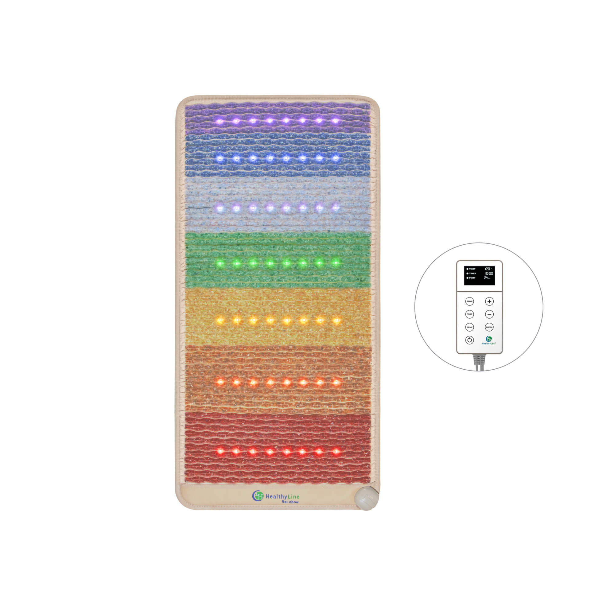 
                  
                    The Rainbow Chakra Series PEMF Infrared Heating Mats for holistic wellness and relaxation
                  
                