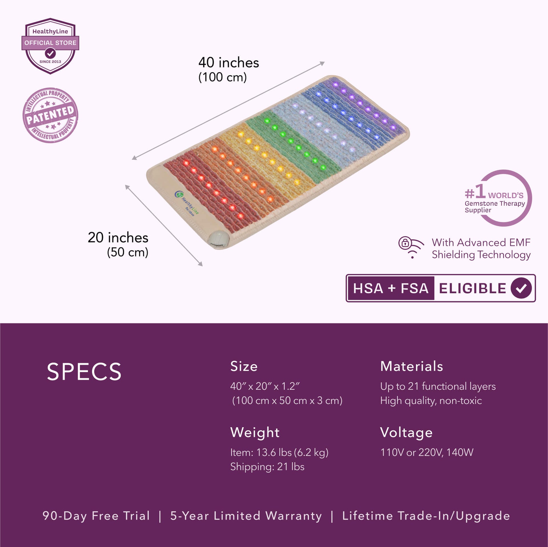 
                  
                    The Rainbow Chakra Series PEMF Infrared Heating Mats providing targeted heat therapy
                  
                