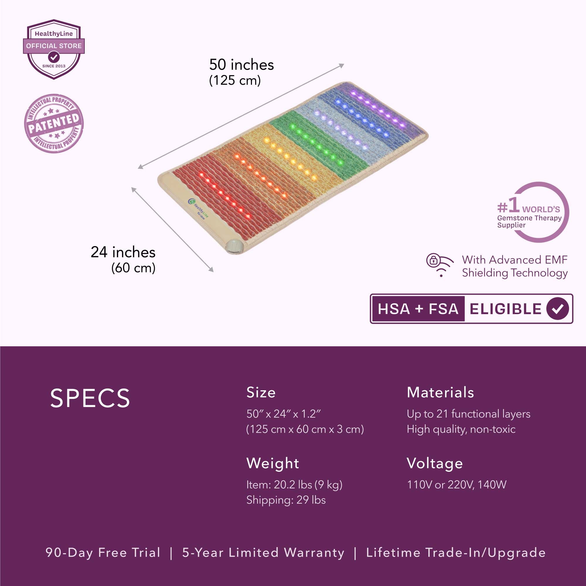 
                  
                    The Rainbow Chakra Series PEMF Infrared Heating Mats for holistic wellness and relaxation
                  
                