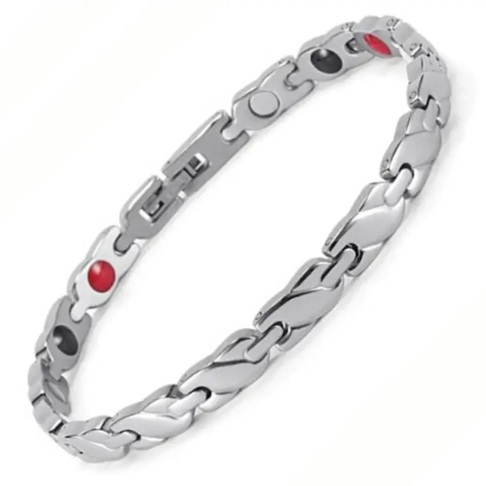 Stainless Steel Energy Bracelet 4-in-1. Silver color. Model B0035S-4-215