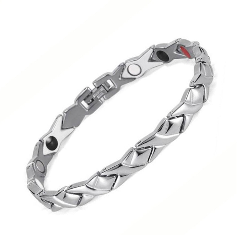 Stainless Steel Energy Bracelet 4-in-1. Silver color. Models B032