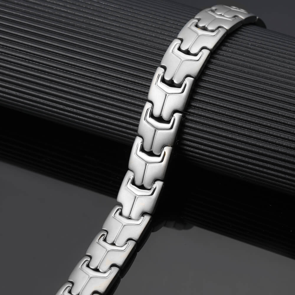 
                  
                    Stainless Steel Energy Bracelet 4-in-1 in Silver Color Model B037S
                  
                