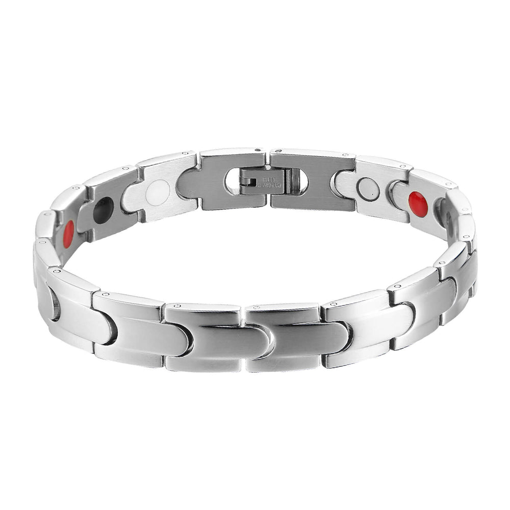 
                  
                    Stainless Steel Energy Bracelet 4-in-1. 2 Colors available. Model B113
                  
                
