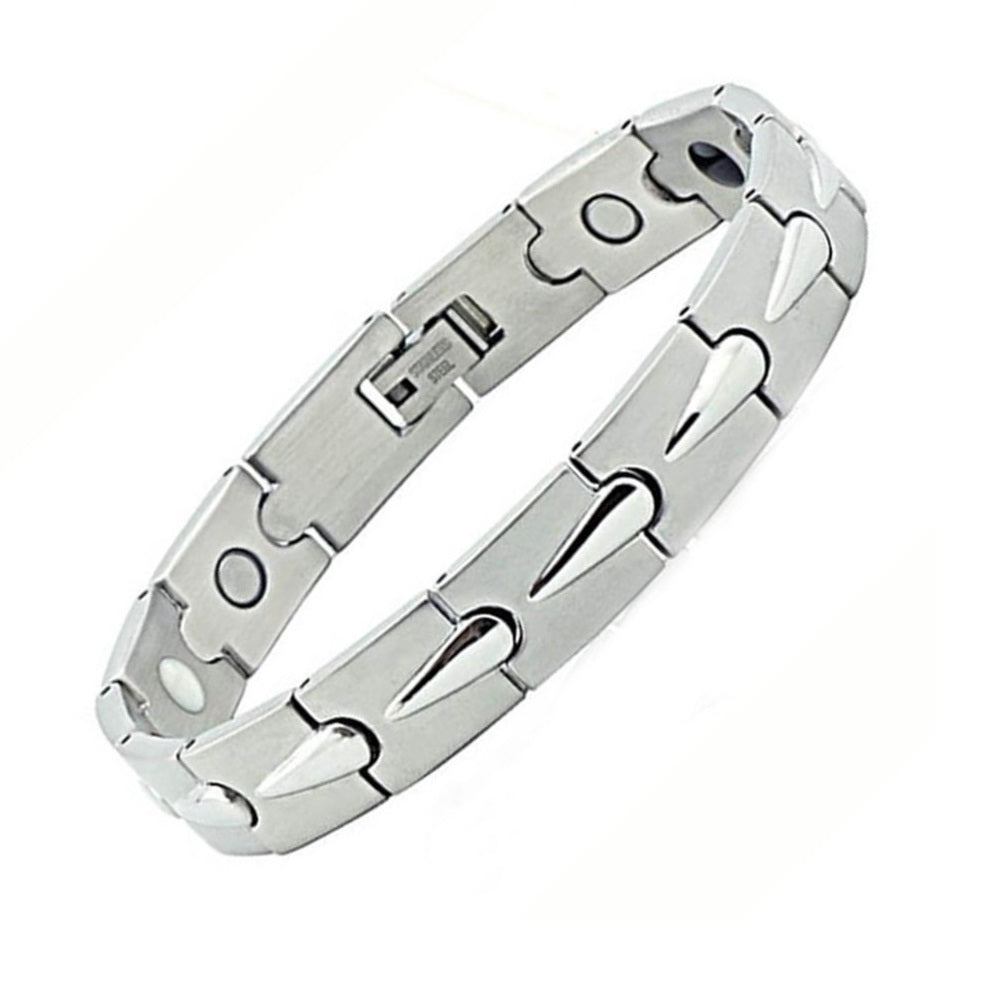 Stainless Steel Energy Bracelet 4-in-1. Silver color. Model B028WS
