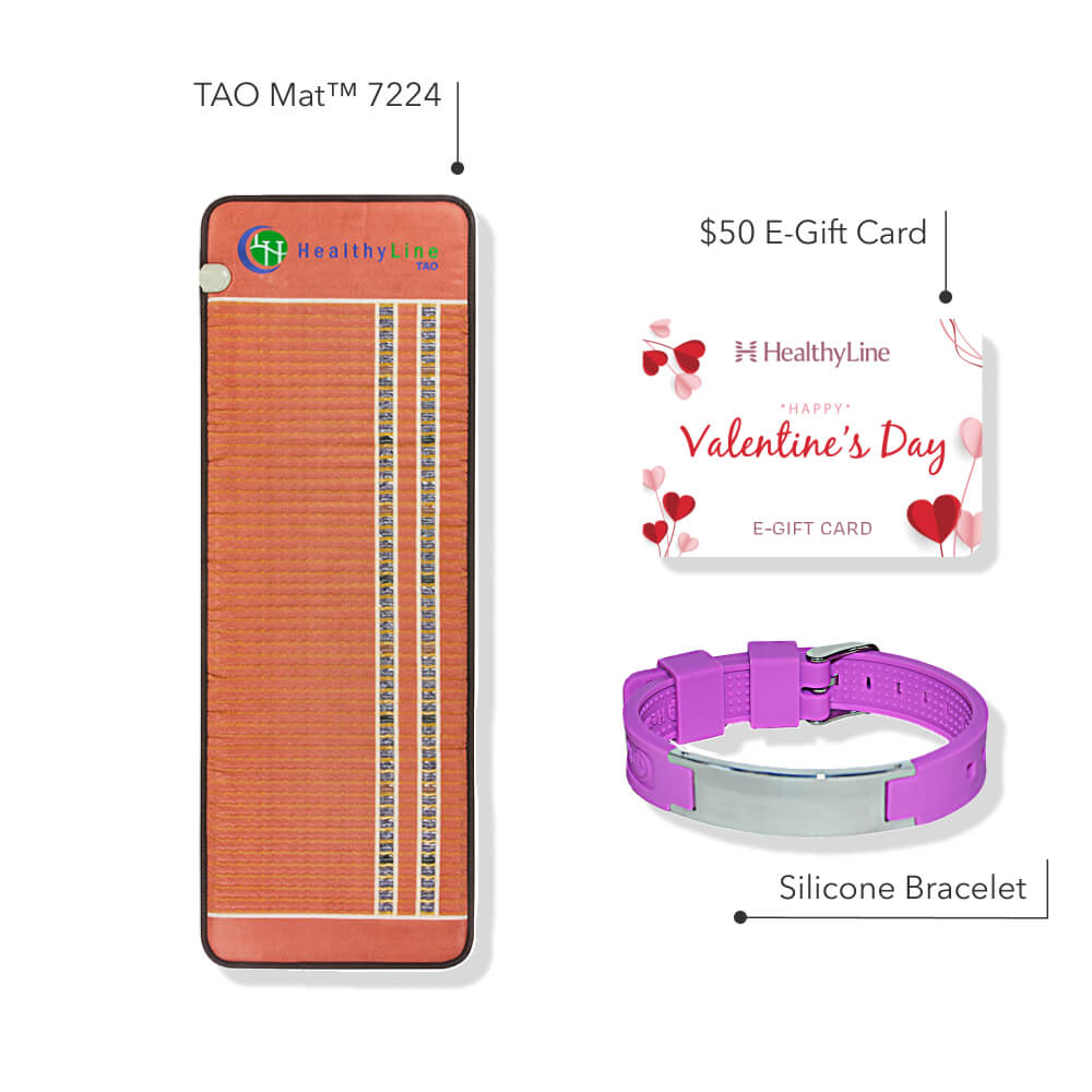 TAO-Mat Valentine's Day Gift Set featuring TAO Mat, Silicone Bracelet, and E-Gift Card for wellness and relaxation at home