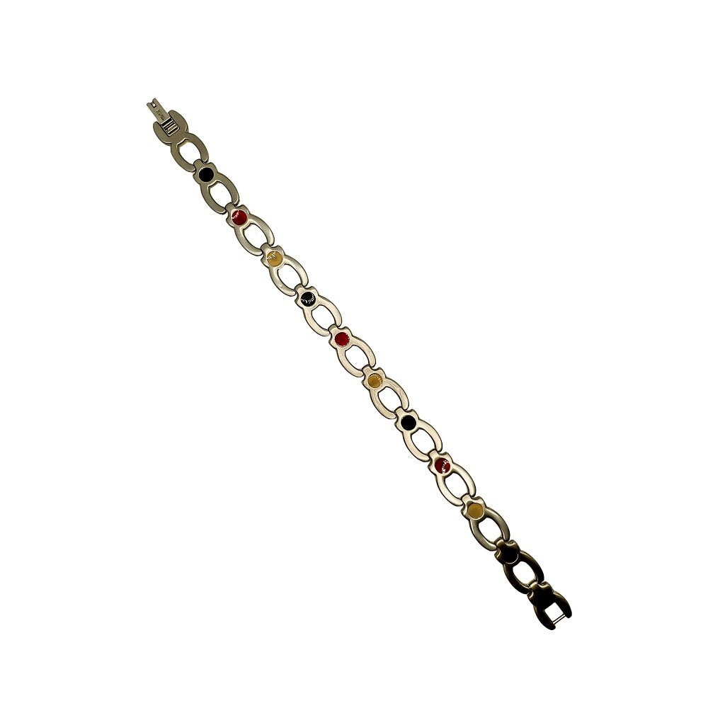 
                  
                    Titanium Lady’s Magnetic Power Bracelet. 3-in-1 Energy Negative Ions + Far Infrared Rays (FIR) + Germanium. Model BR-T-168. SilverGold color with Crystals (2)
                  
                