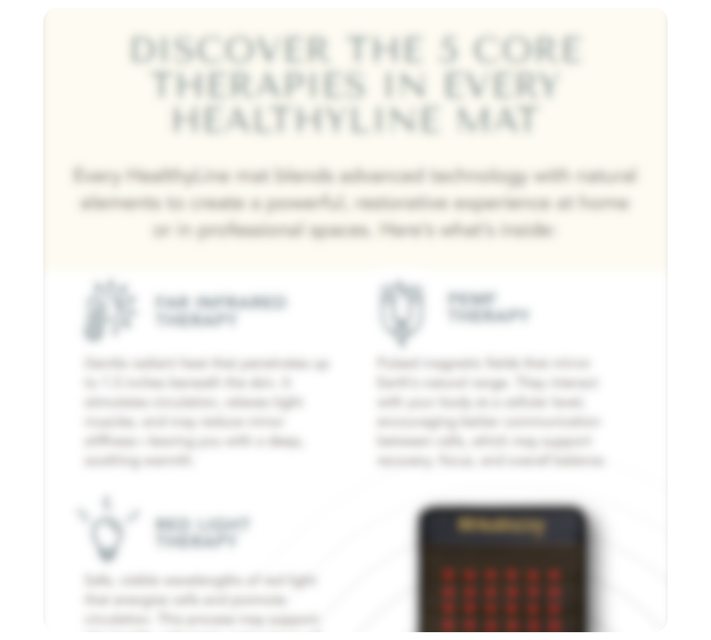 HealthyLine mats - 5 core therapies