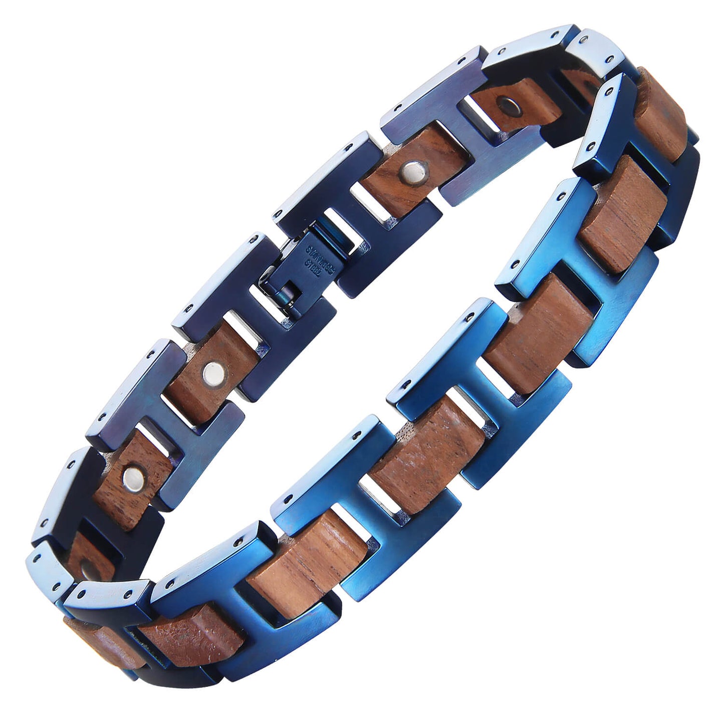 
                  
                    Wood and Stainless Steel Magnetic Bracelet. 3 Colors available. Model WB009
                  
                