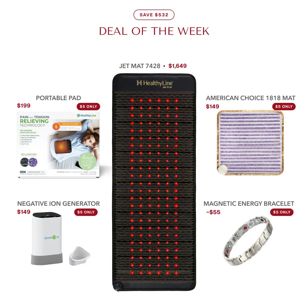 Deal of the Week bundle: Jet Mat 7428 with Portable Pad, American Choice 1818 Mat, Ion Generator, and Bracelet, save $532
