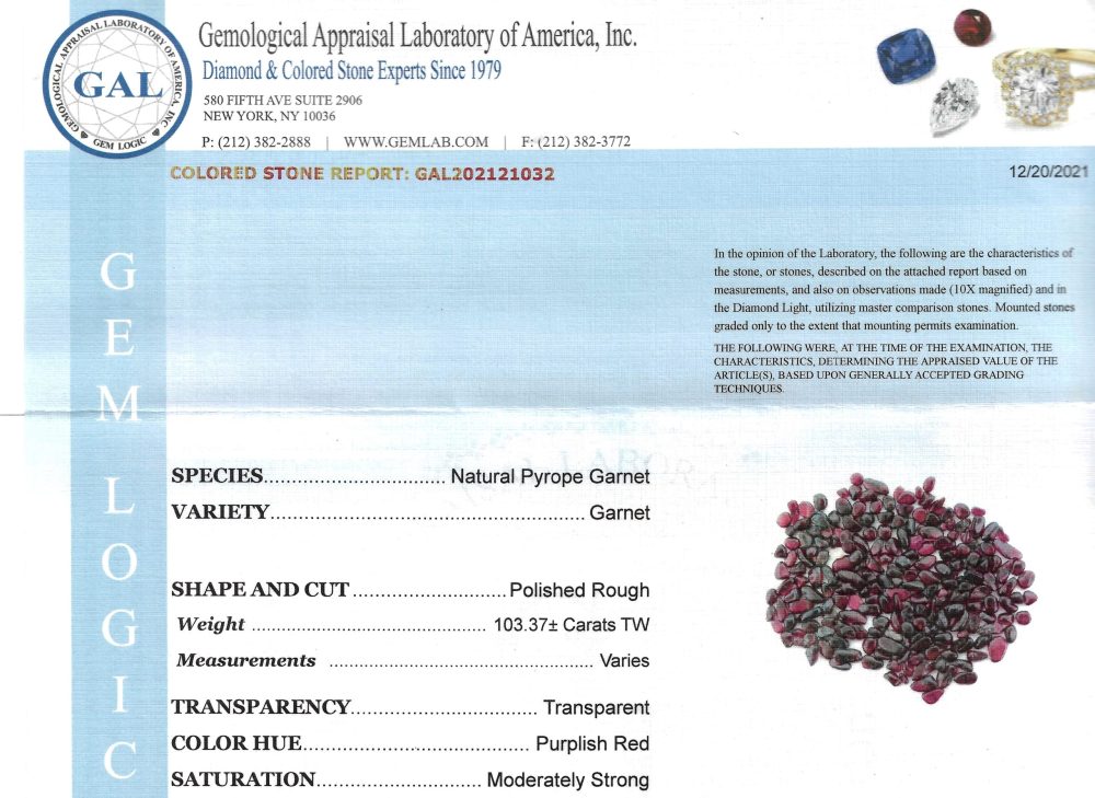 Garnet Certificate