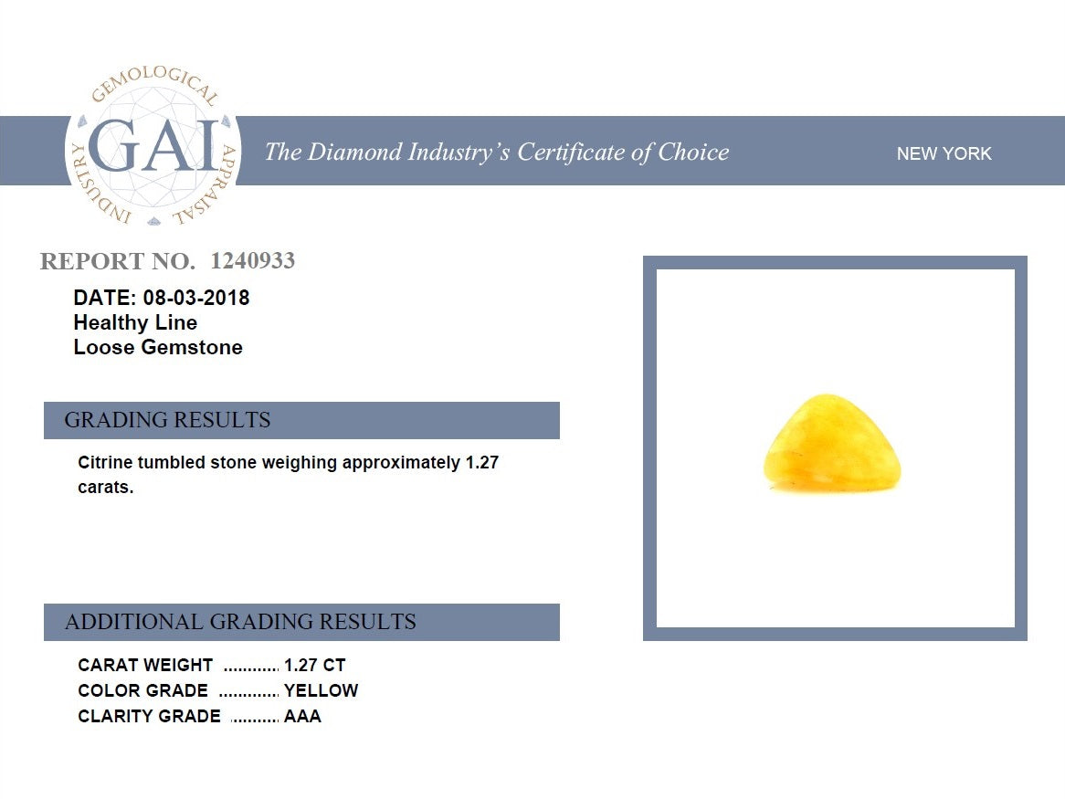 Yellow Aventurine Certificate