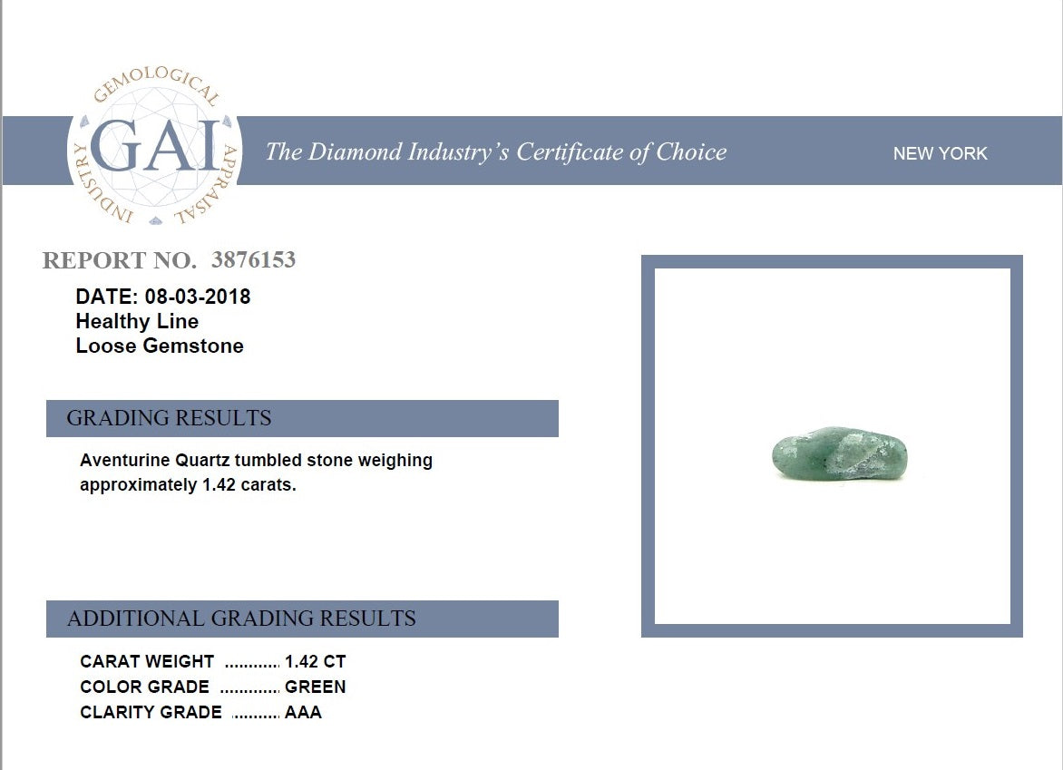 Green Aventurine Certificate