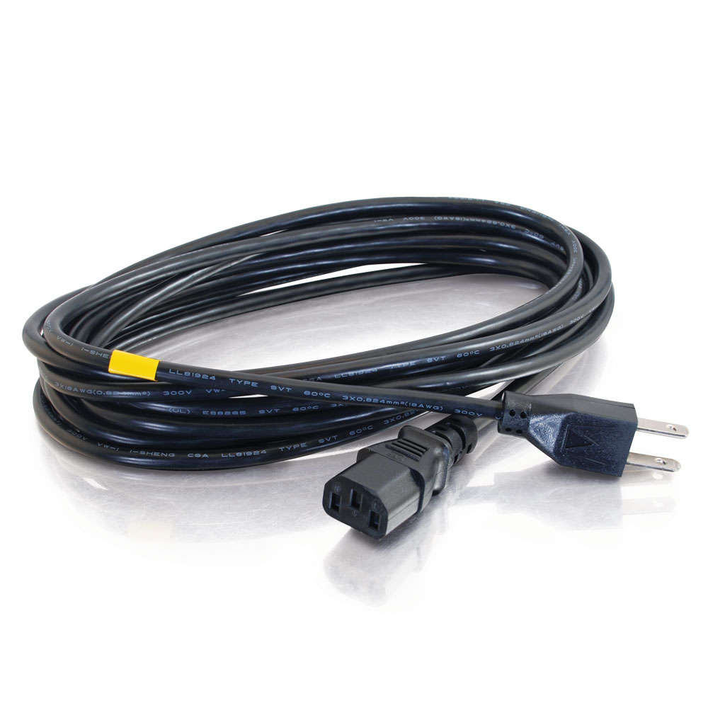 18AWG 3 Prong Extension Power Cord Cable 6FT Black