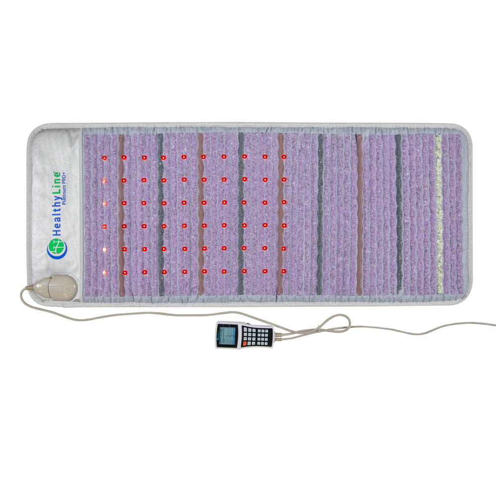 Picture of the HealthyLine Platinum Mat Full Short 6024 with 30 Photon LED and advanced PEMF  This full-sized model allows you to adjust the PEMF setting to your specific needs. Ideal for use on a bed or floor.